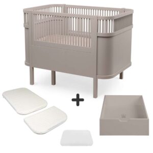 Sebra Klassisk Sengen Jetty Beige (m. Kid'oh Madras - Bundle 3) Babysenge