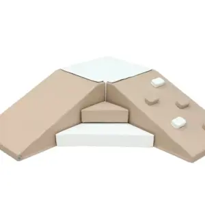 Skum legesæt med rutsjebane og klatrevæg - hårdt skum - beige/hvid