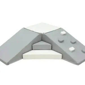 Skum legesæt med rutsjebane og klatrevæg - hårdt skum - grå/hvid