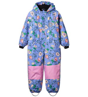 Småfolk Flyverdragt - Purple Delight m. Fugle/Blomster