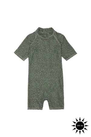 Soft Gallery - Badedragt Rey Sunsuit - Oil Green AOP Leospot - 7 år