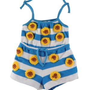 Stella McCartney Kids Sommerdragt - Blå/Hvidstribet m. Blomster