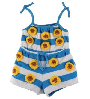 Stella McCartney Kids Sommerdragt - Blå/Hvidstribet m. Blomster