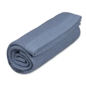 Striktæppe, bomuld - Denim