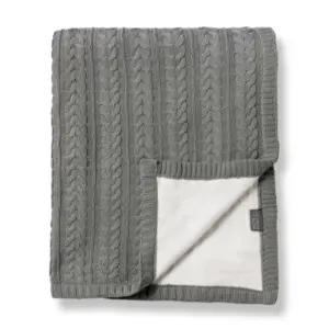 Striktæppe med fleece - Misty grey