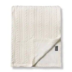 Striktæppe med fleece - Warm white