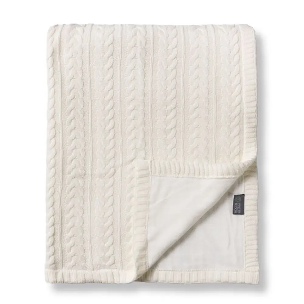 Striktæppe med fleece - Warm white