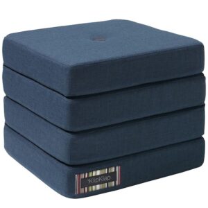 by KlipKlap Foldemadras - 4 Fold - 100x100 cm - Dark Blue/Black